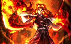 Anime Kyojuro Rengoku Fire Blade 4K Live Wallpaper