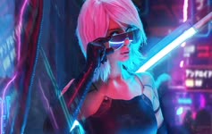 Cyberpunk Girl With Glasses Live Wallpaper