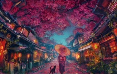 Sakura Festival Women and Ca Live Wallpaper