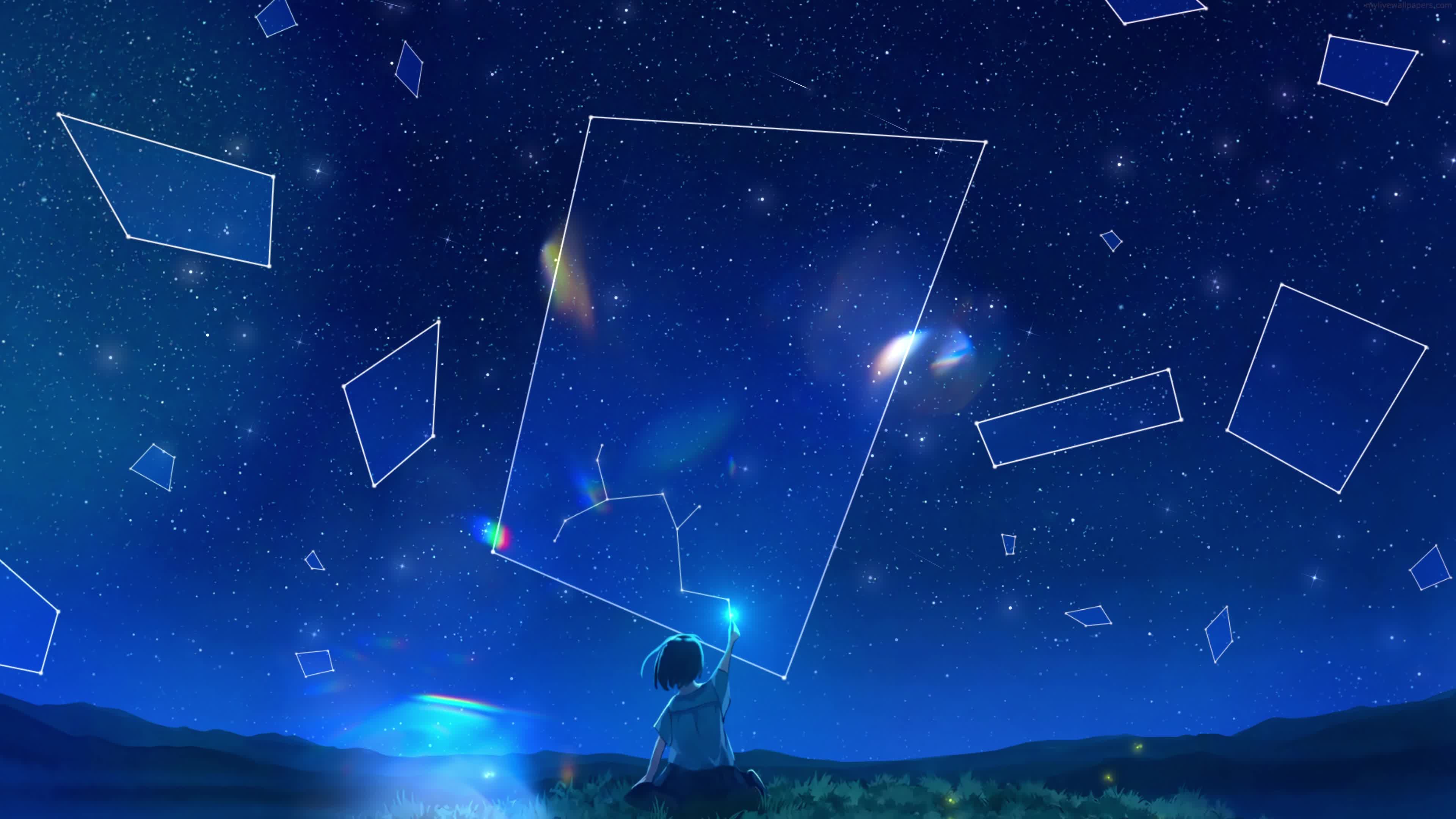 Anime Blue SKy Star Gaze 4K Live Wallpaper