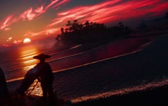 Japanese Samurai And Evening Waves Live Wallpaper HD
