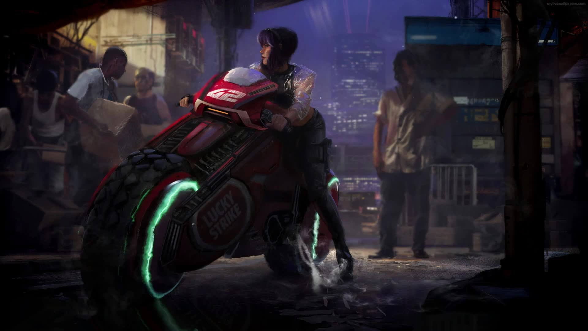 Download Futuristic Motorcycle Girl Free Live Wallpaper