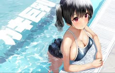 Cutie Girl At The Pool Anime Live Wallpaper