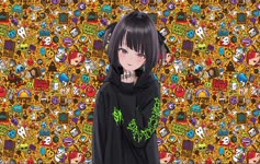 Cool Emo Anime Girl With Stickers By Hope麻匪 Desktop Live Wallpaper