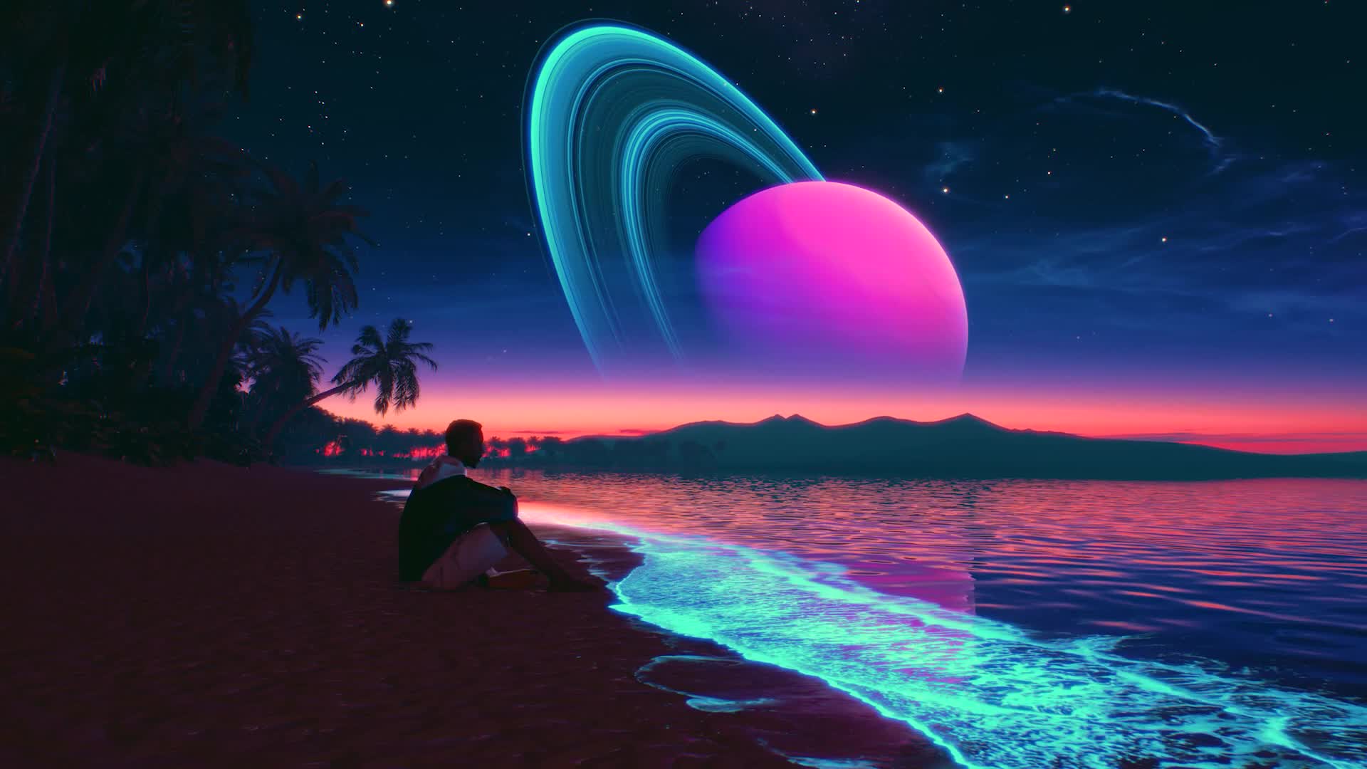 Download PC Animated Beach Retro Waves Live Wallpaper