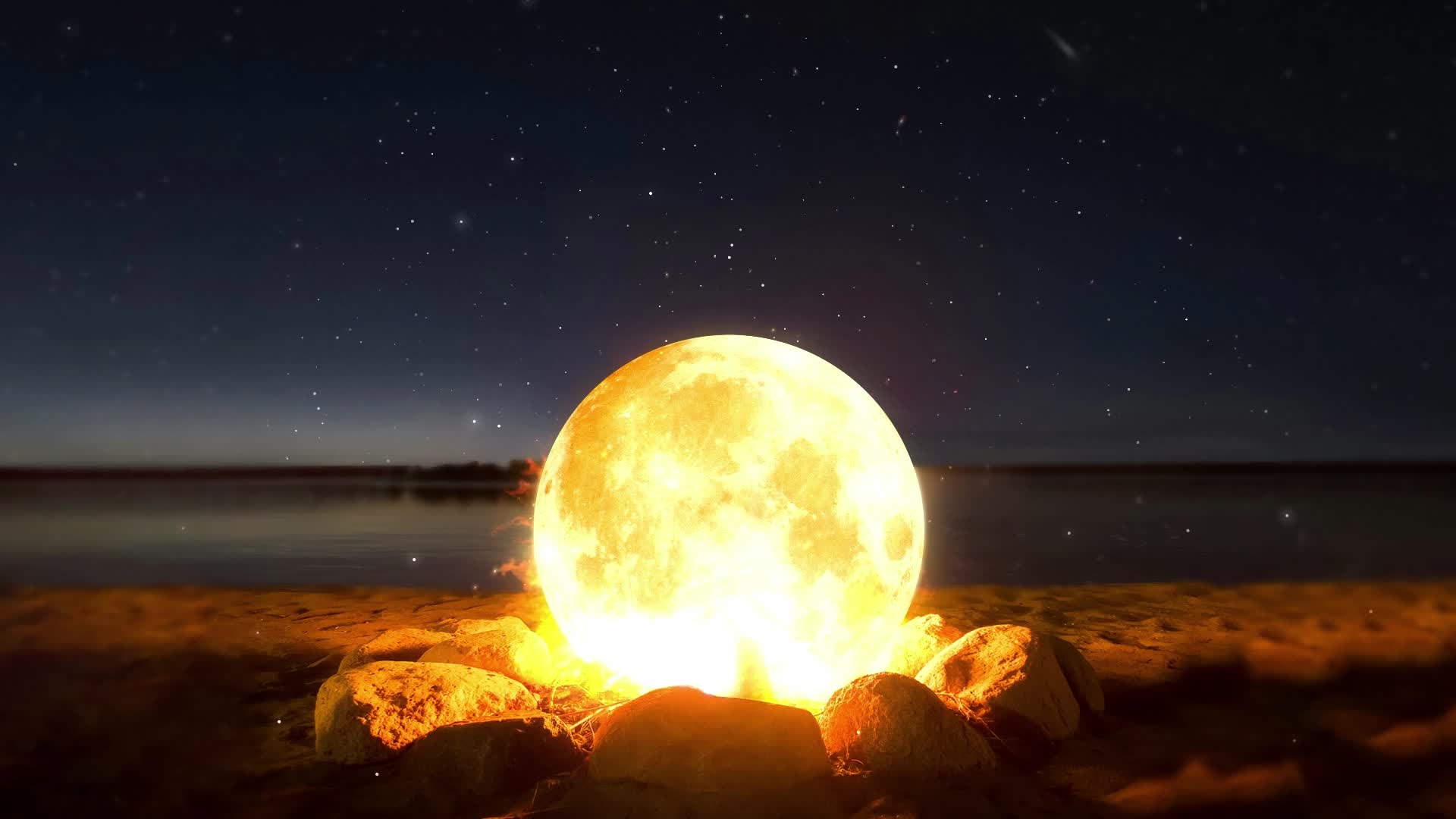Download PC Animated Beach Moon Fire Live Wallpaper