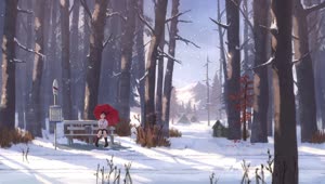 PC Animated Bus Stop Snow Live Wallpaper