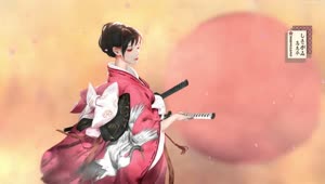 PC Animated Crane Kimono Samurai Girl Live Wallpaper