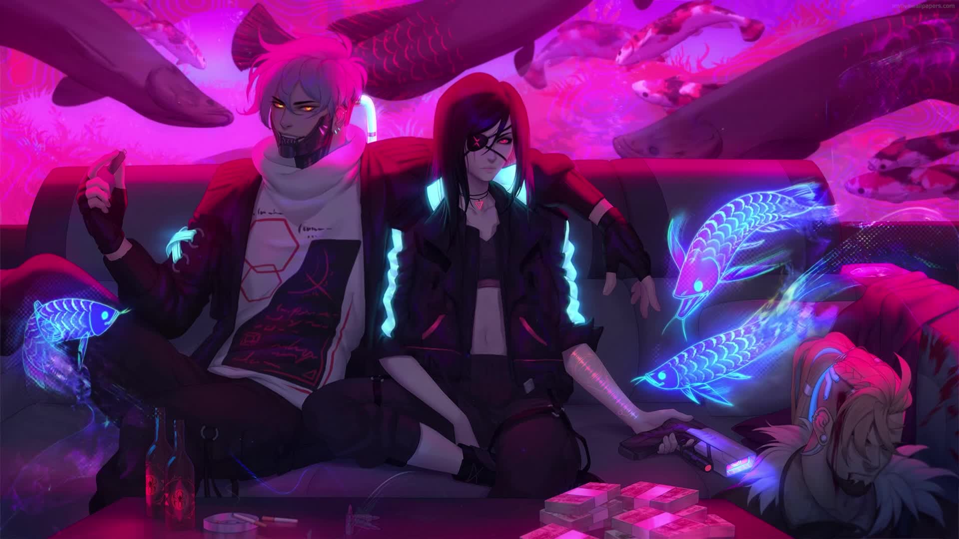 Download PC Animated Cyberpunk Couple Live Wallpaper