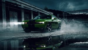 PC Animated Green Dodge Challenger SRT Live Wallpaper