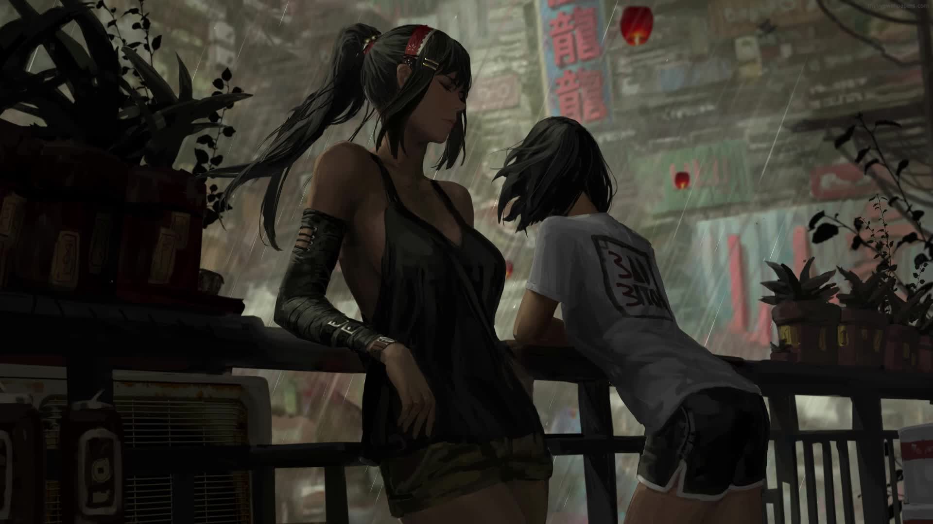 Download PC Animated Rain Girls Live Wallpaper