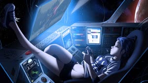 PC Animated Space Gamer Girl Live Wallpaper