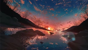 PC Animated Sunset Lake Live Wallpaper