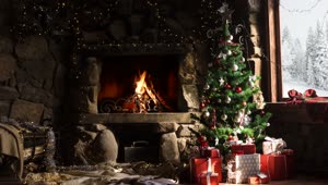 Christmas Cabin Tree Live Wallpaper