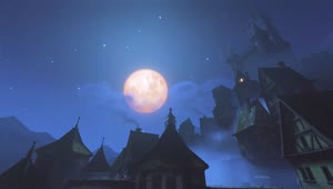 Eichenwalde Halloween Castle and Moon Overwatch Live Wallpaper