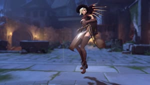 Download Mercy Witch Halloween Overwatch Game Live Wallpaper
