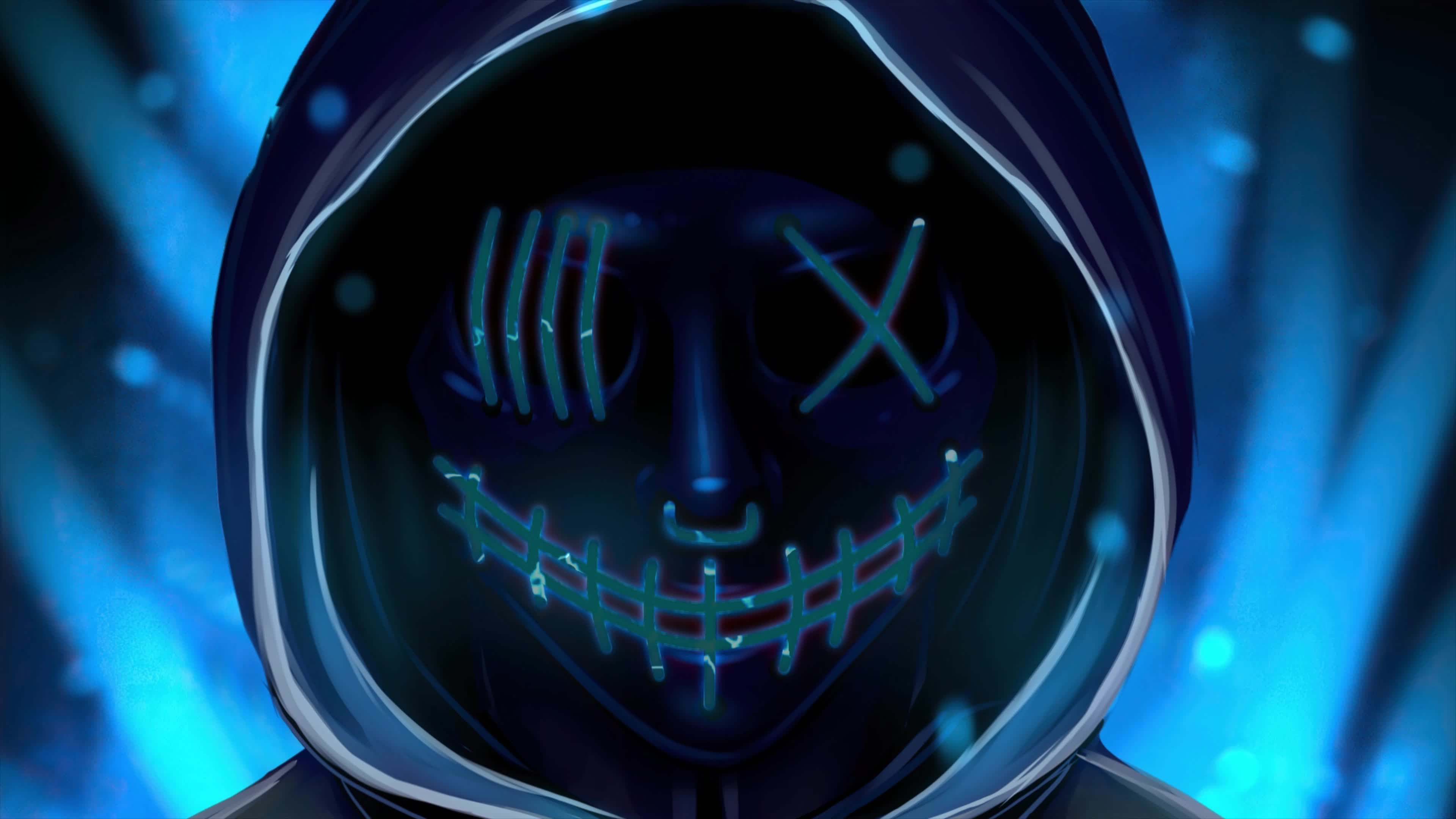 Download Cyberpunk Hoodie Mask 4K Live Wallpaper