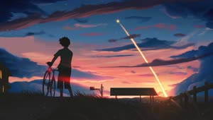 Anime Boy Looking At Comet In The Sky 4K Live Wallpaper