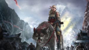 Girl Warrior With Wolf Live Wallpaper