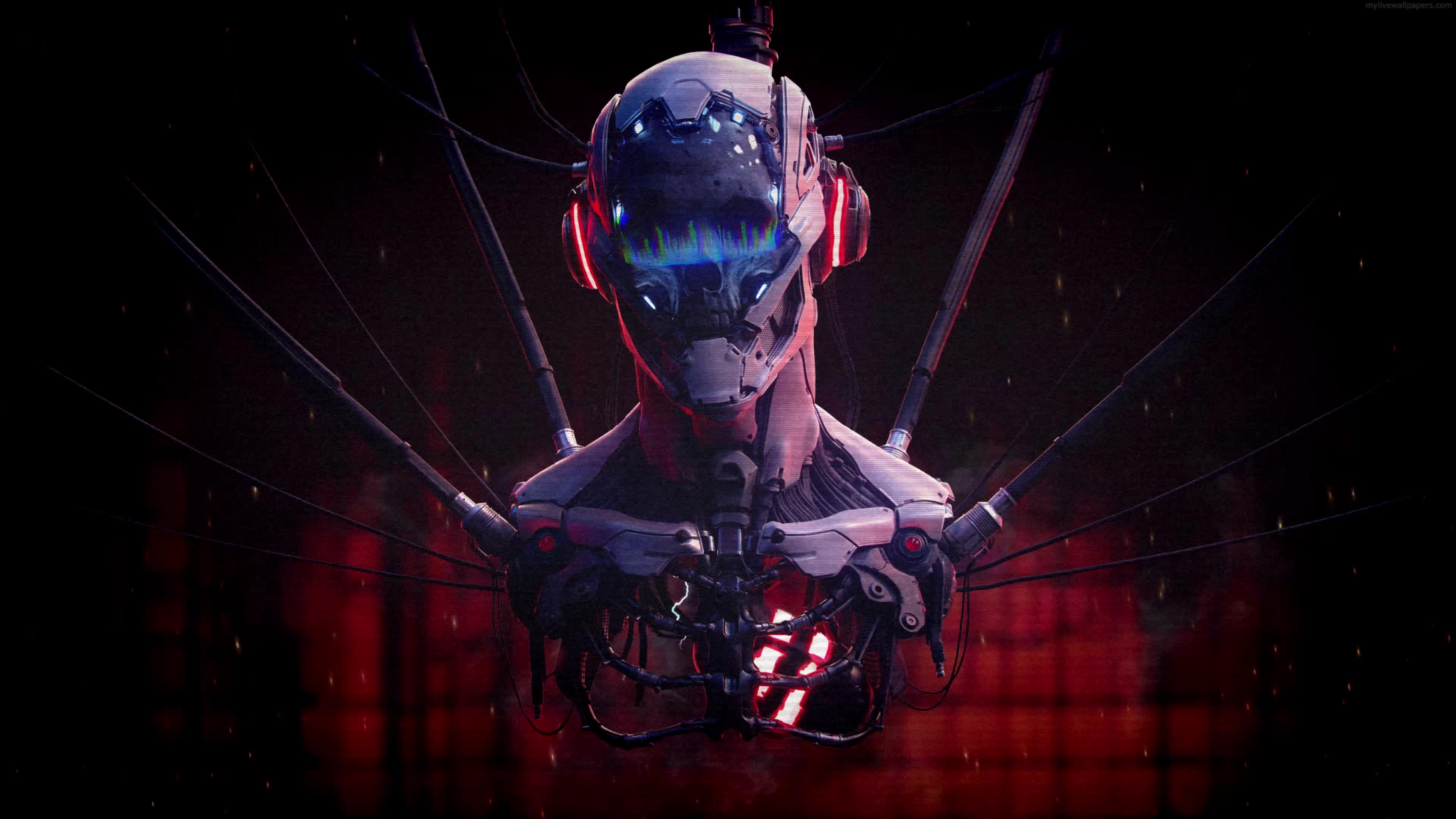 Download Skull Cyberpunk 4K Game Live Wallpaper