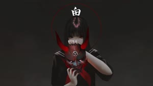 Oni Mask Art by Aoi Ogata Anime Live Wallpaper