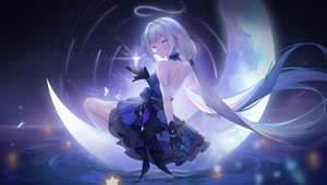 Anime Girl with Moon  Live Wallpaper