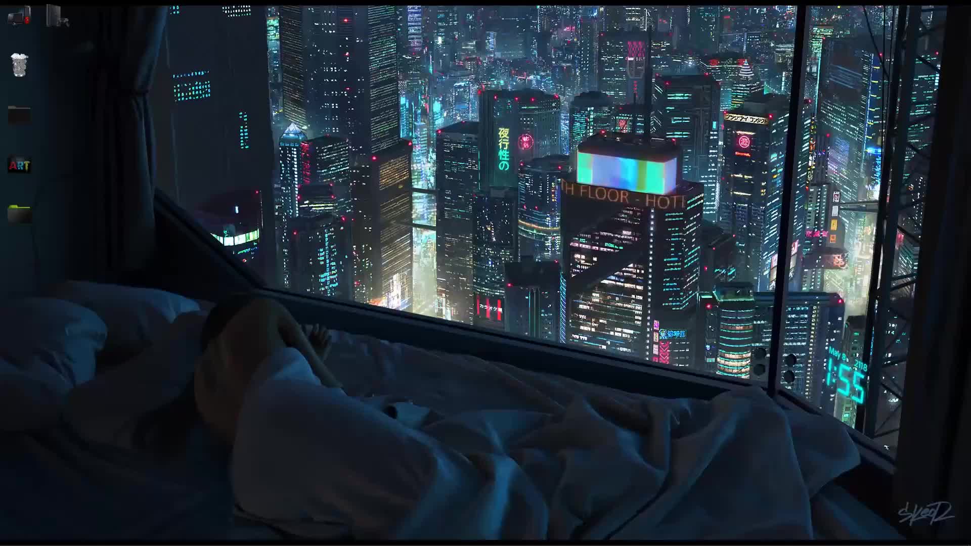 Cyberpunk Futuristic City Theme Live Wallpaper HD LOOP 