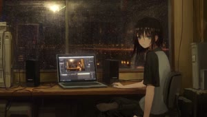 Anime Girl  Listening to the Rain in the Room  Live Wallpaper