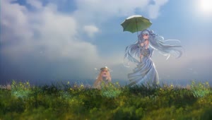 Anime Girl  Windy Field  Live Wallpaper