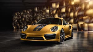 Fondo de Pantalla Animado Porsche Turbo Amarillo y Negro de Coches⭐️ en Movimiento