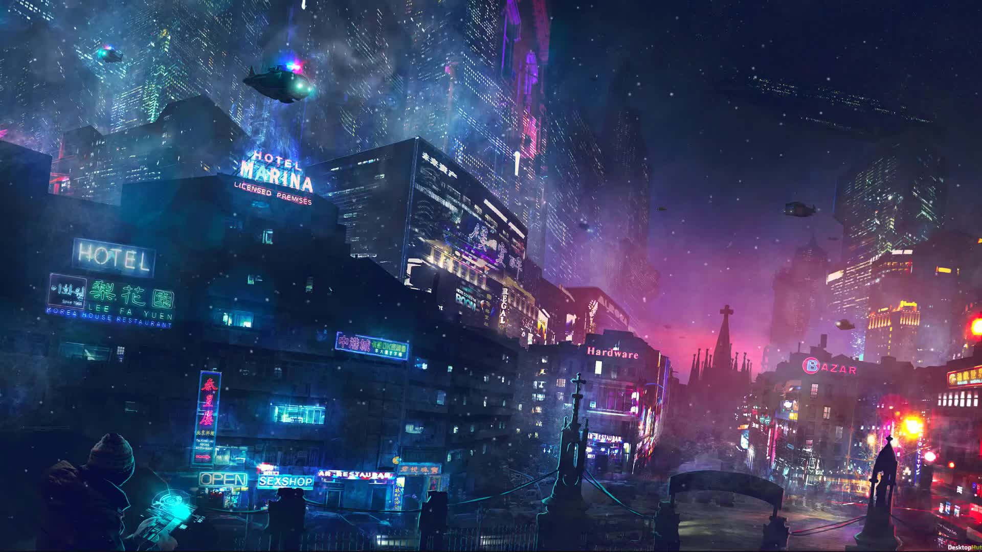 Download Cool Cyberpunk City Live Wallpaper 1080p