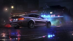 Cool BMW car in the rain 1080p