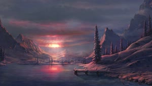 PC Winter Sunset Live Wallpaper Free