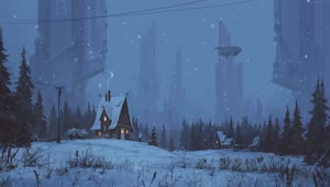 PC Winter Houses Sci Fi Towers Live Wallpaper Free
