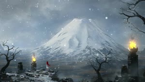 PC Winter and Fire Mountain Live Wallpaper Free