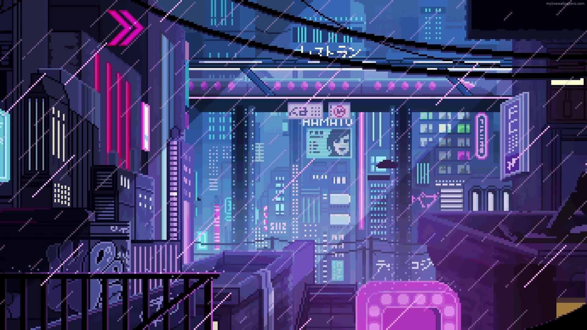 Pixel Cyberpunk Metropolis Animated Wallpaper 