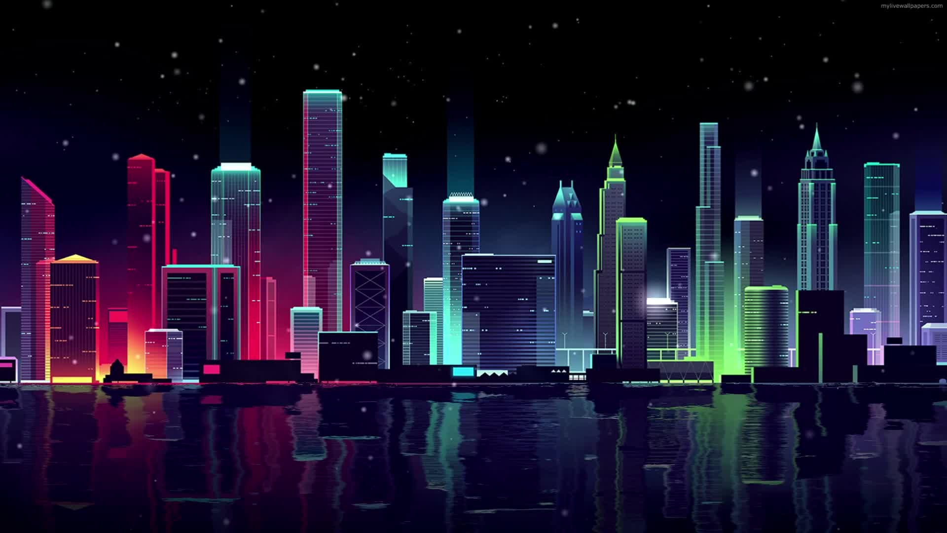 Download PC Neon Skyline Live Wallpaper Free