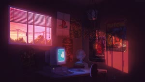 PC Sunset 90s Room Live Wallpaper Free