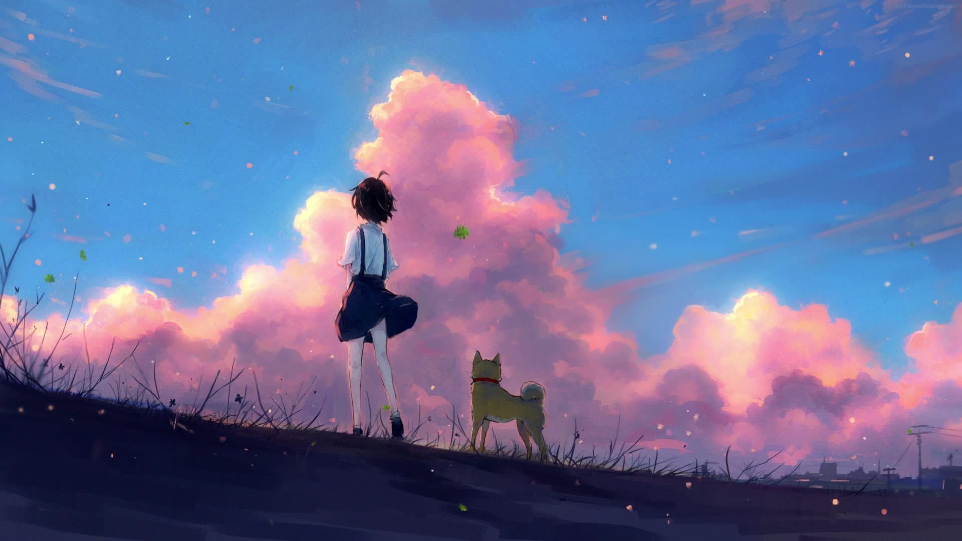 Download PC Girl and Shiba Inu Live Wallpaper Free