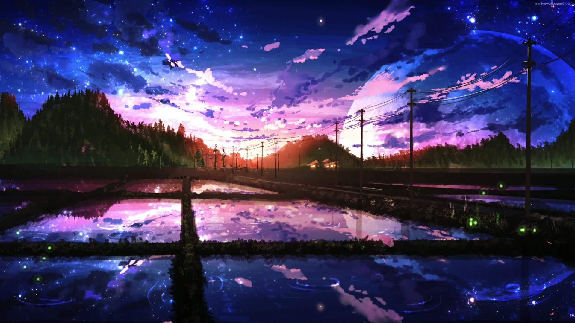 Download PC Anime Sunset Live Wallpaper Free