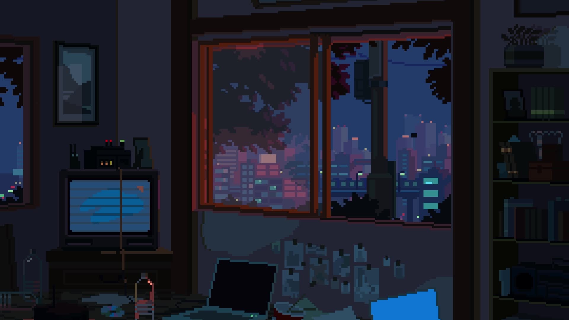 Live Wallpapers - City at Night Katana Zero - Pixel Art (Animated) - YouTube