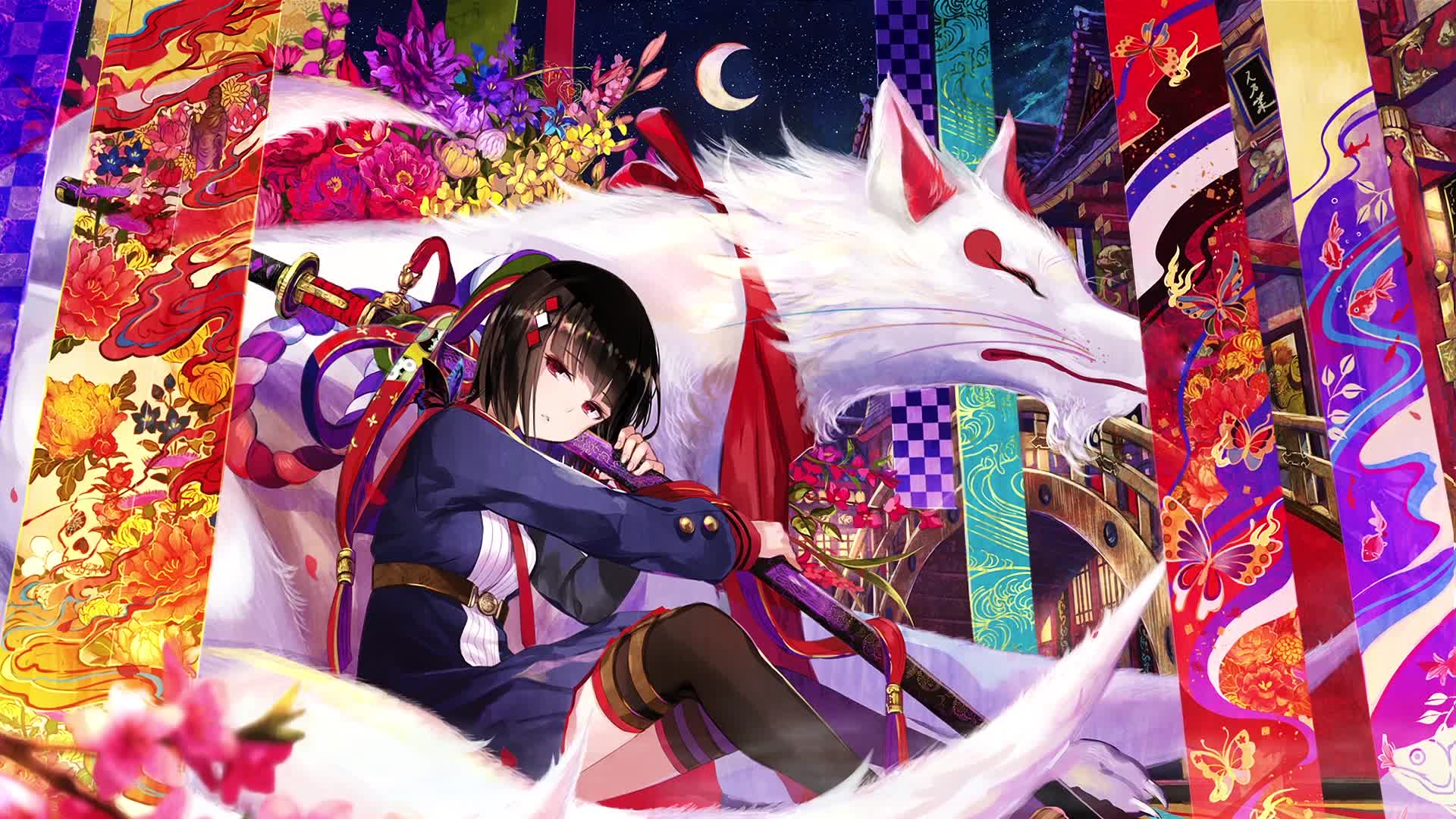 Download PC Anime Girl White Wolf Live Wallpaper Free