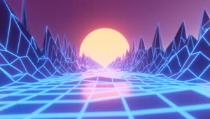 PC Synthwave Sunset Grid Live Wallpaper Free