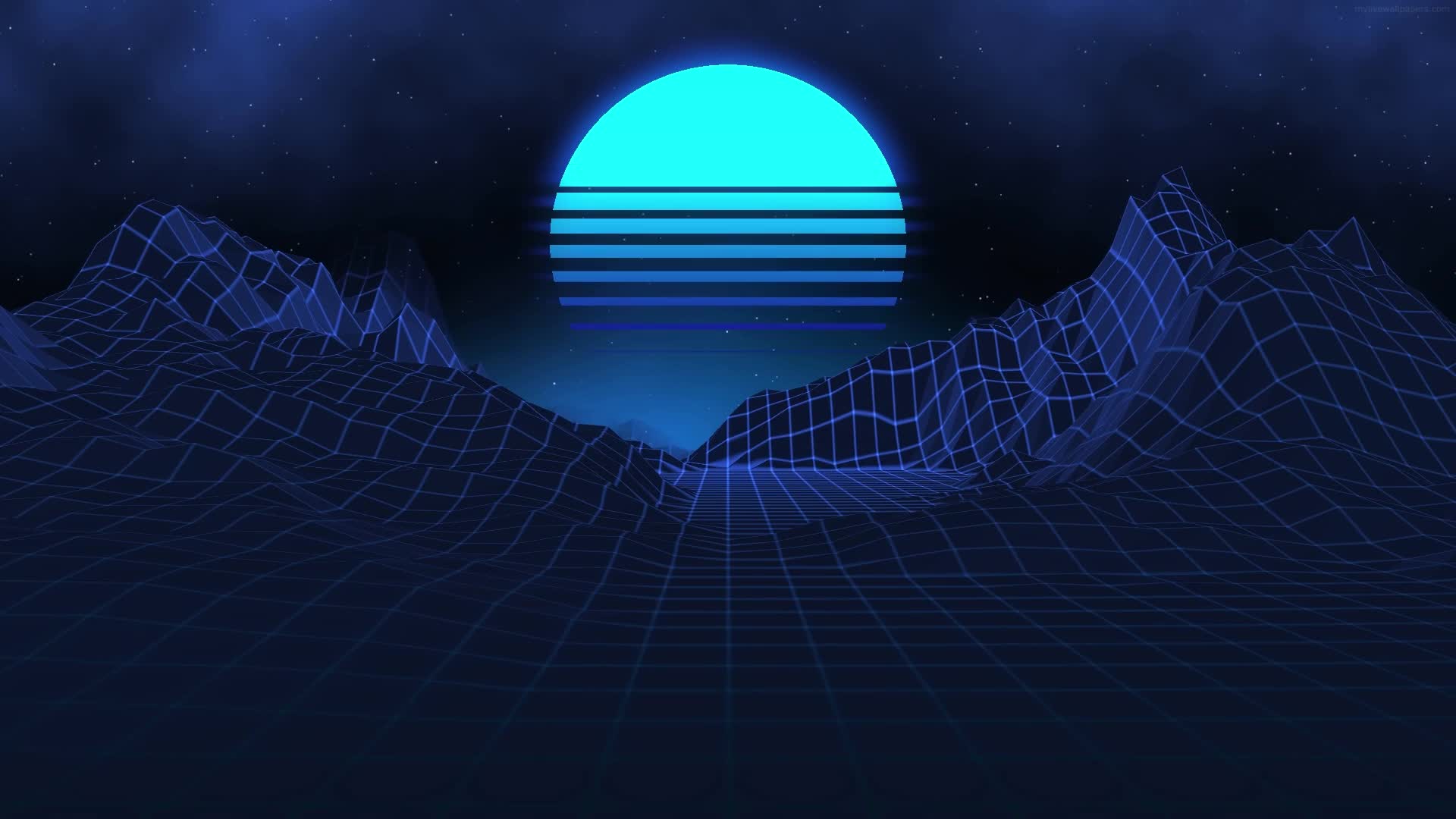 Download PC Blue Retro Moon Live Wallpaper Free