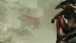 PC Samurai Girl in the Rain 1 Live Wallpaper Free