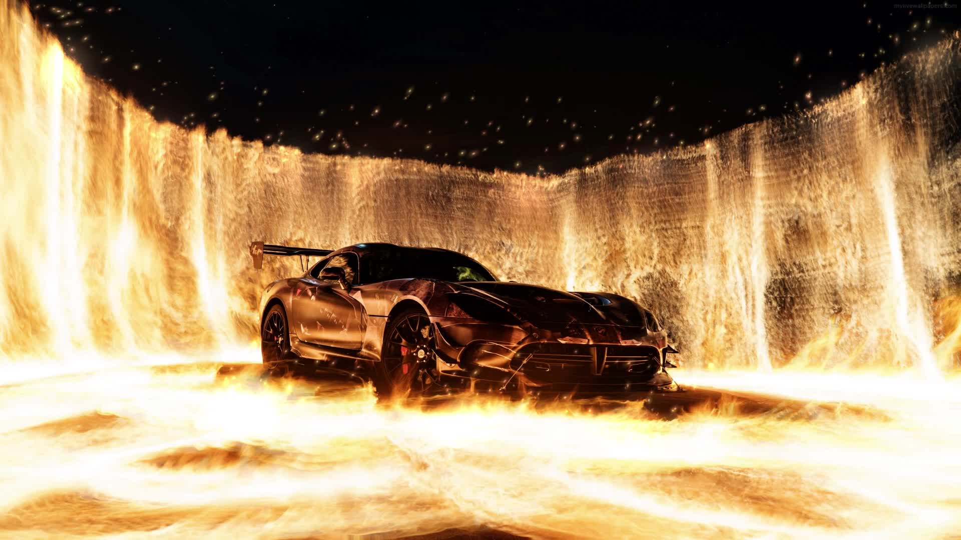 Download PC Sports Car Wall of Fire Live Wallpaper Free