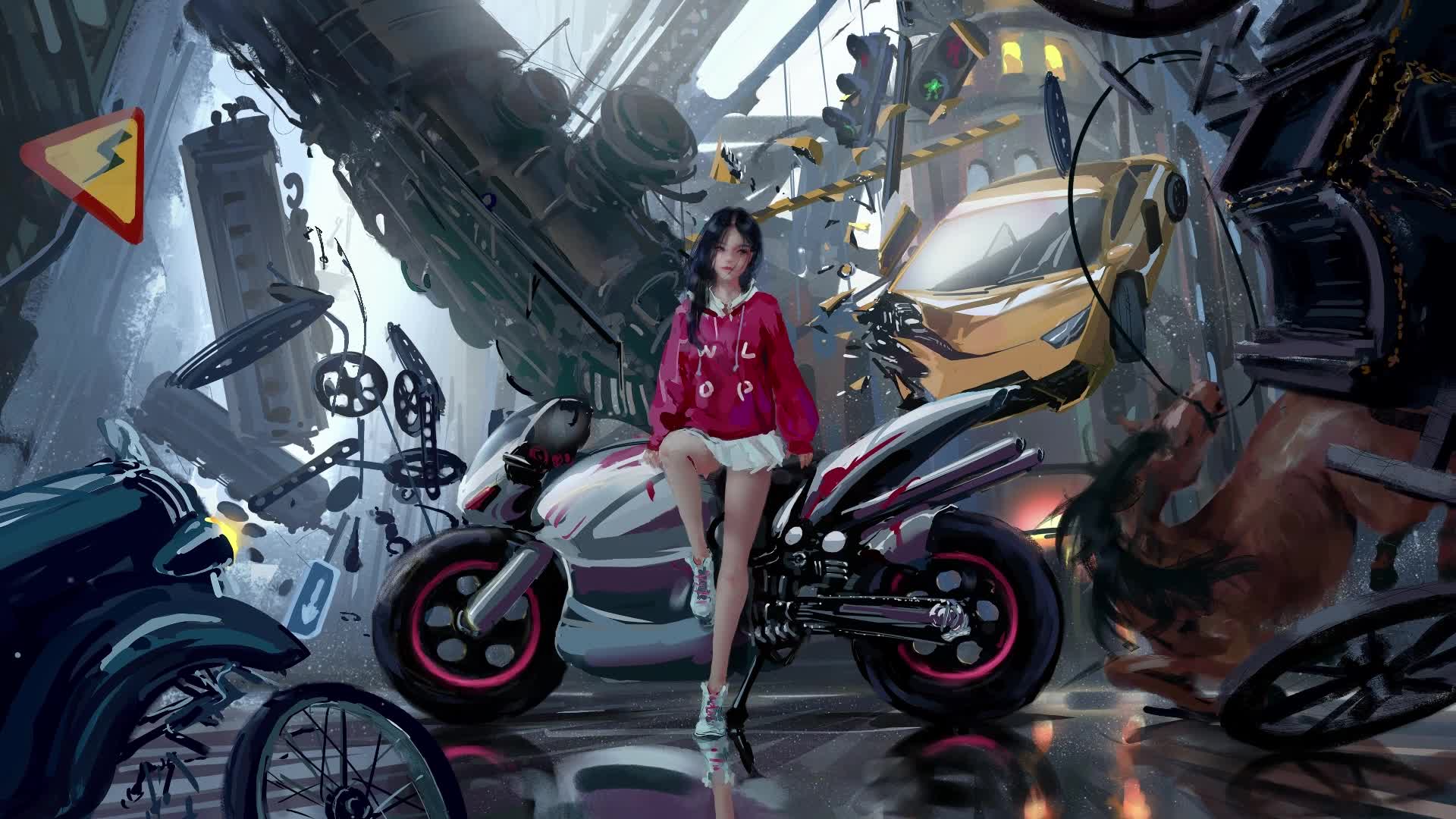Download PC Motorcycle Girl Live Wallpaper Free
