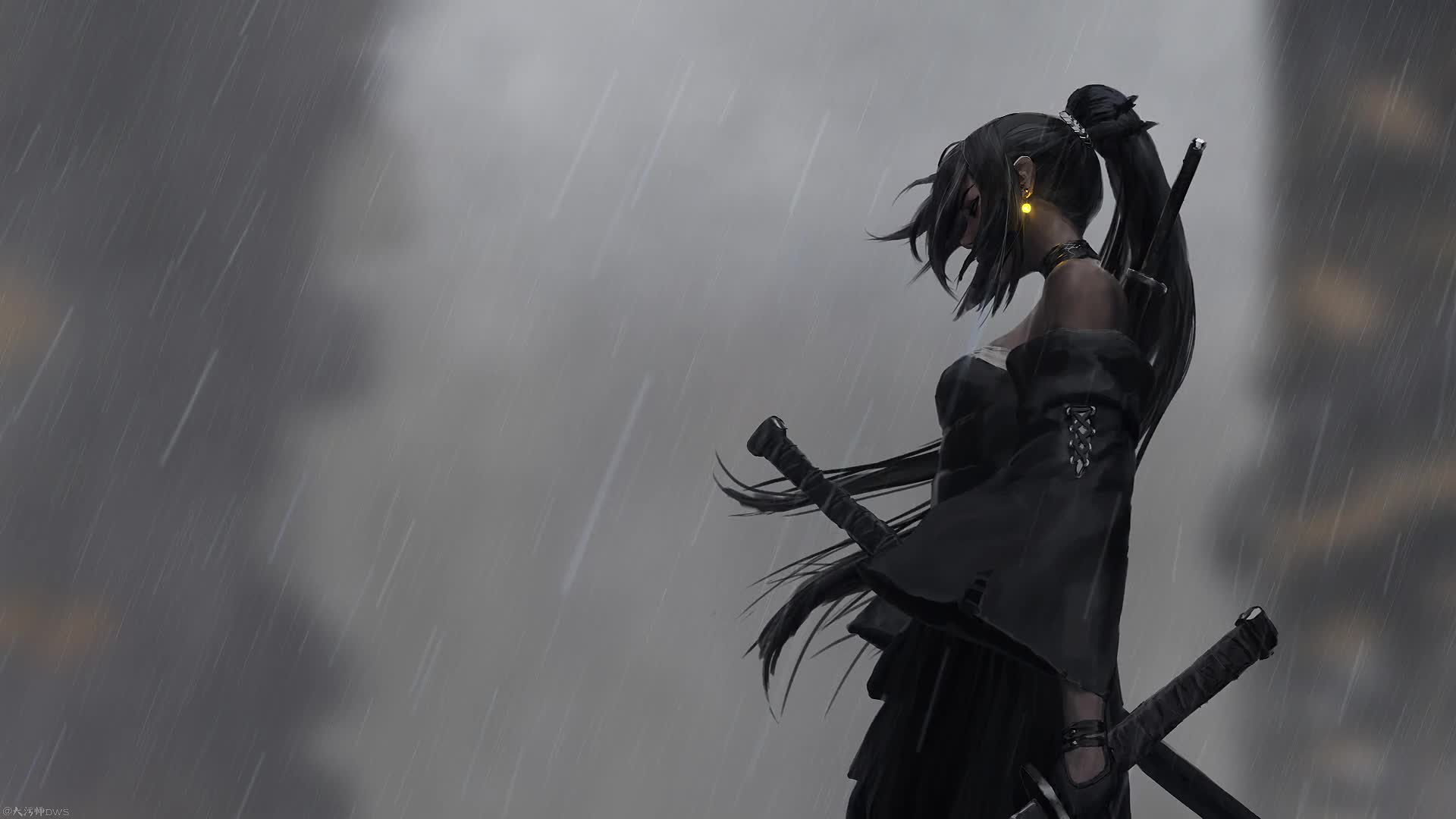 Download PC Girl Samurai Rain Live Wallpaper Free