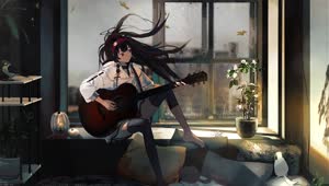 PC Anime Guitar Girl Live Wallpaper Free