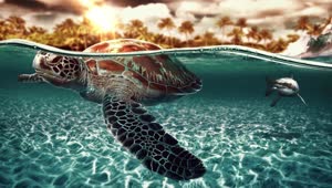 PC Sea Turtle and Shark Live Wallpaper Free